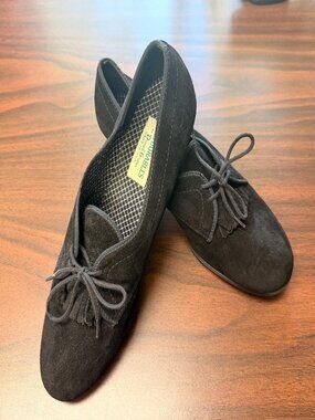 DVintage Outdorables By Daniel Green Made In USA Black Suede Leather 9.5